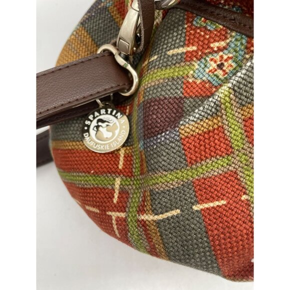 Vtg. Spartina 449 Daufuskie Island Linen Leather Sarah Drawstring Tote Handbag - Picture 3 of 6